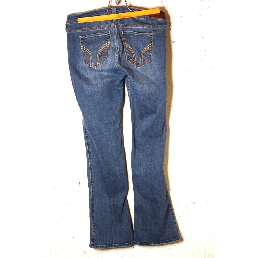 Hollister Jeans Women 31x32 Blue Low Rise Bootcut Ladies Sun Stitching Flare